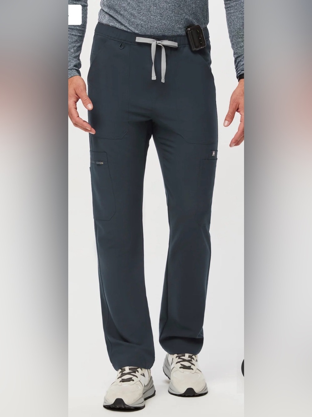 Figs Men's Cargo Pants in Slate Blue with Gray Drawstring